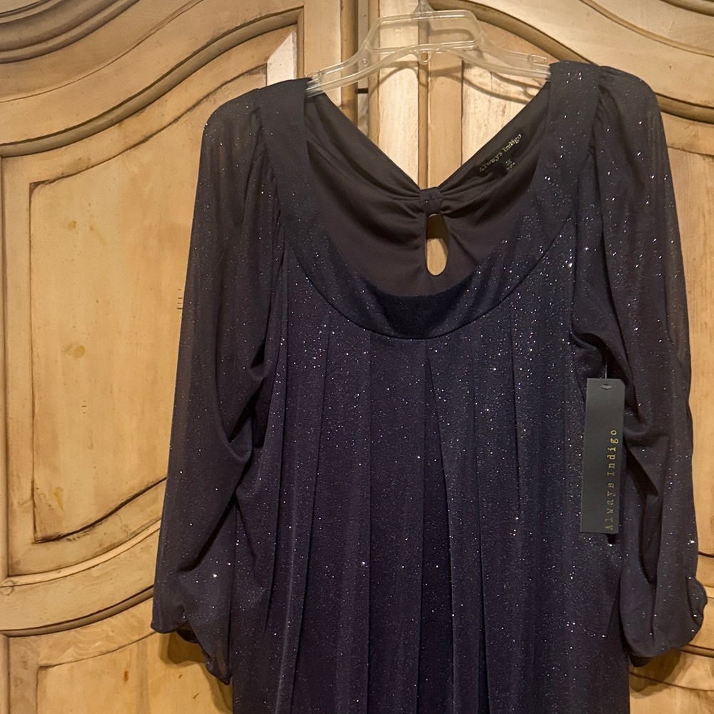 Luxurious charcoal gray Sparkling Blouse by Always Indigo